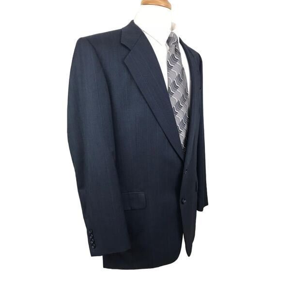 Hickey-Freeman Men's Suit Jacket Wool Size 44 Long Blue 2 Button Vented - Picture 3 of 11